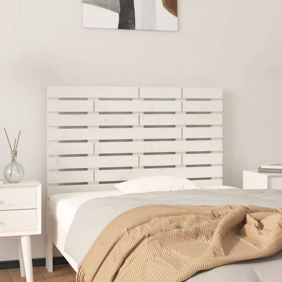 The Living Store Hoofdbord wandmontage 81x3x63 cm massief grenenhout wit Bedonderdeel