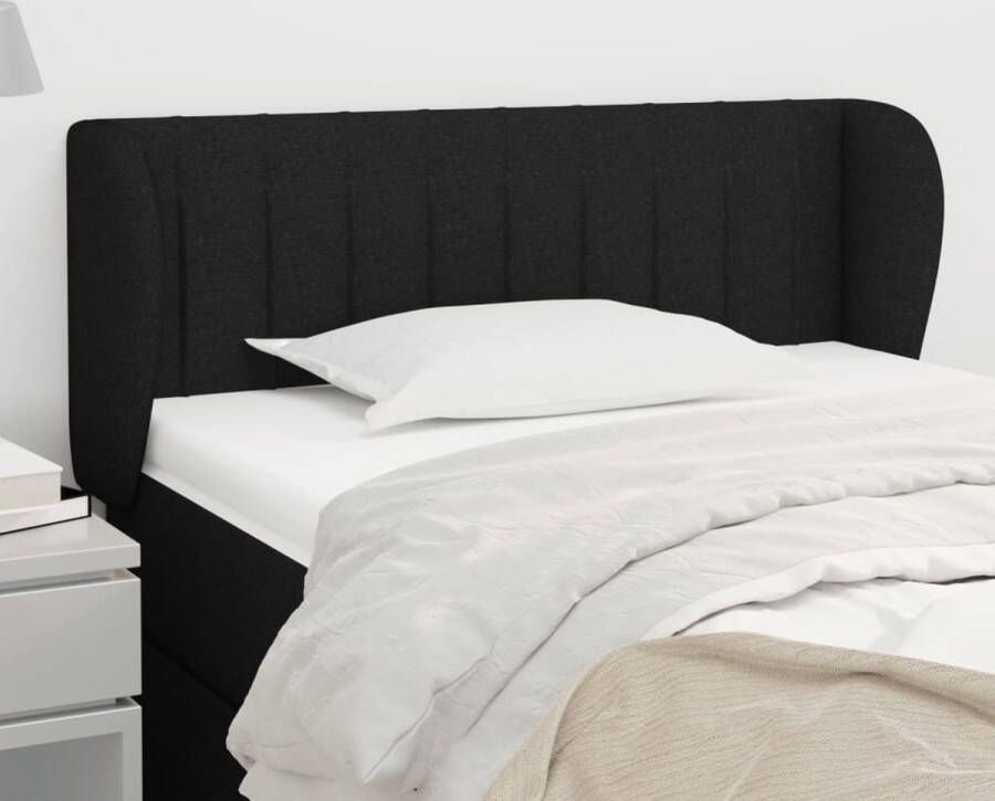 The Living Store Hoofdbord Zwarte stof Duurzaam Verstelbare hoogte Stevige poten Comfortabele ondersteuning 103 x 23 x 78 88 cm Hoofd Bord Hoofdkussen Beddecoratie Slaapkamers Luxe Bed