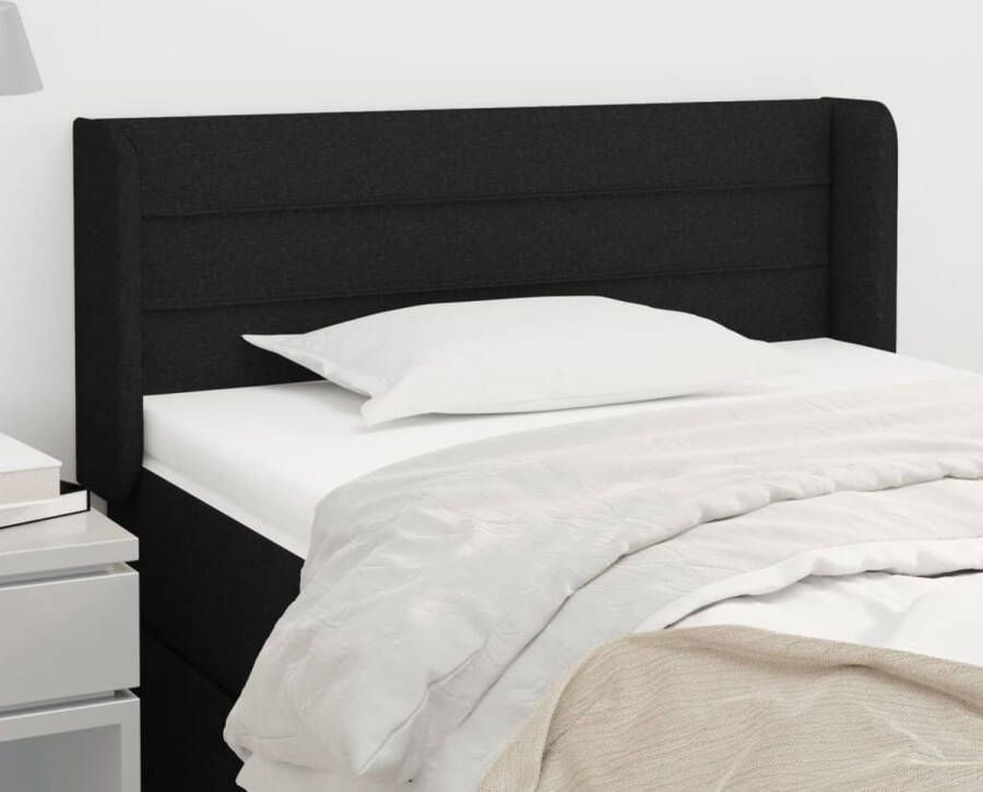 VidaXL The Living Store Hoofdbord Zwarte Stof Verstelbaar Met Stevige Poten Comfortabele Ondersteuning 83 x 16 x 78 88 cm