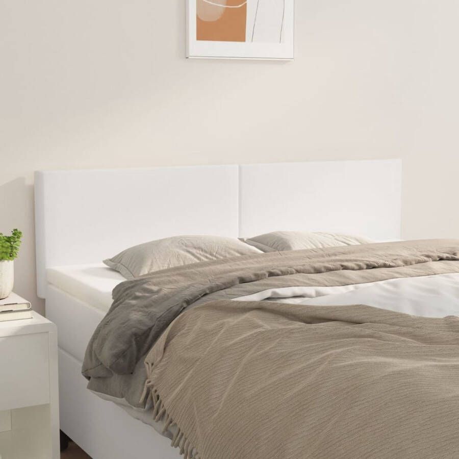 The Living Store Hoofdbord wit kunstleer verstelbare hoogte stevige poten comfortabele ondersteuning (144x5x78 88 cm)