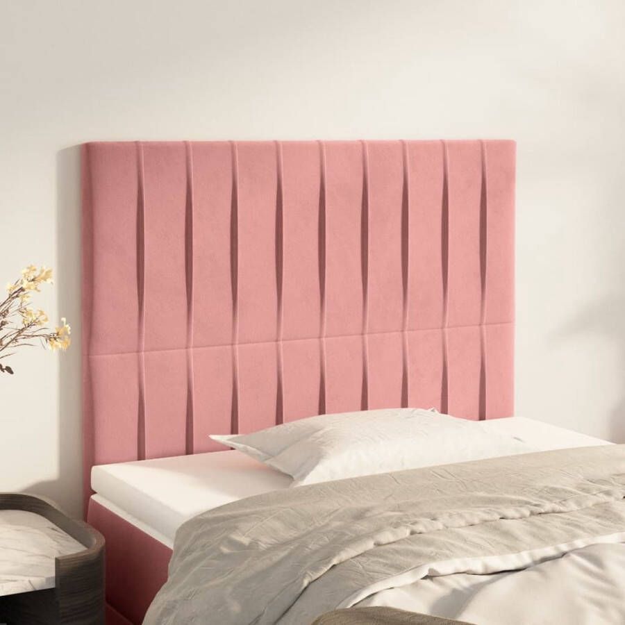 The Living Store Hoofdborden 2 st 90x5x78 88 cm fluweel roze Bedonderdeel
