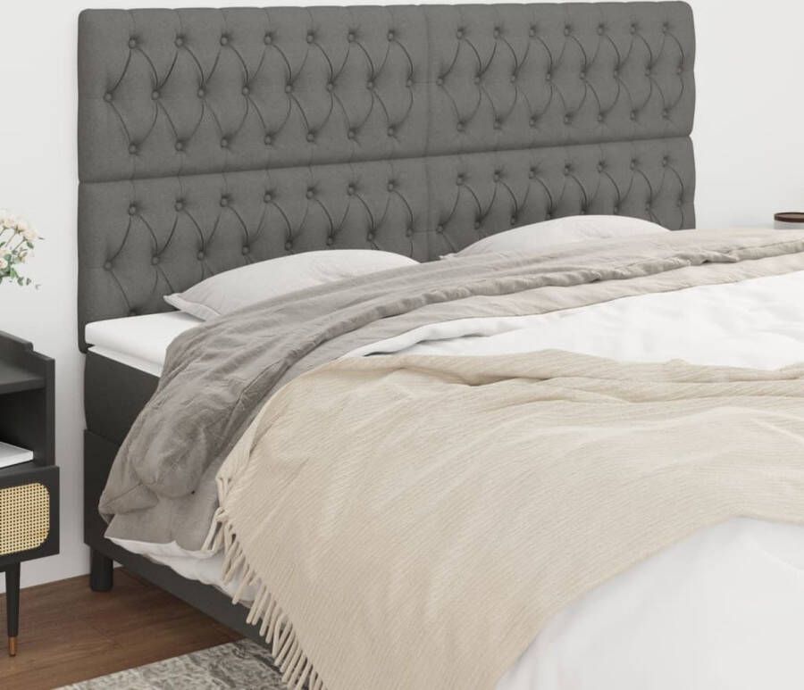 The Living Store Hoofdeind Bedaccessoires 180x7x118 128 cm Donkergrijs Hoofd Bord Hoofdborden Beddecoratie Slaapkamers Stoffen Hoofdborden - Foto 2