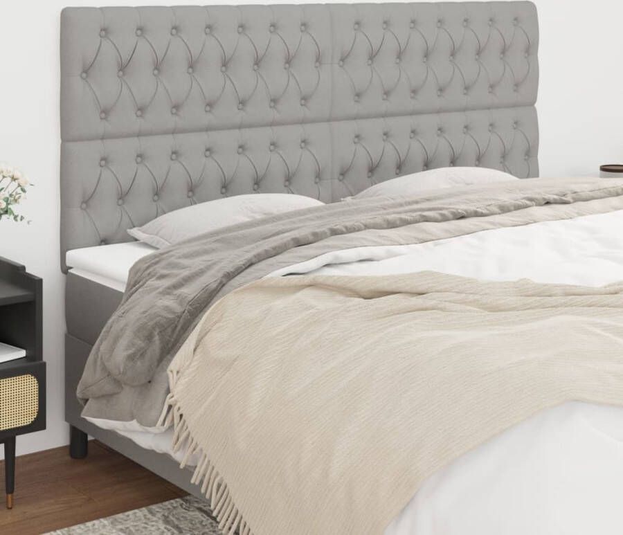 The Living Store Hoofdborden 4 st 90x7x78 88 cm stof lichtgrijs Hoofd Bord Hoofdkussen Beddecoratie Slaapkamerstijl Comfortabel Leeshoek