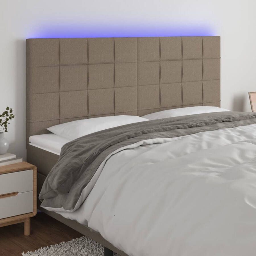 The Living Store Hoofdeind Bed Accessoires 200 x 5 x 118 128 cm Taupe Hoofdboard Led Hoofdbord Taupe Bedroom Decor Slaapkamersdecoratie - Foto 2