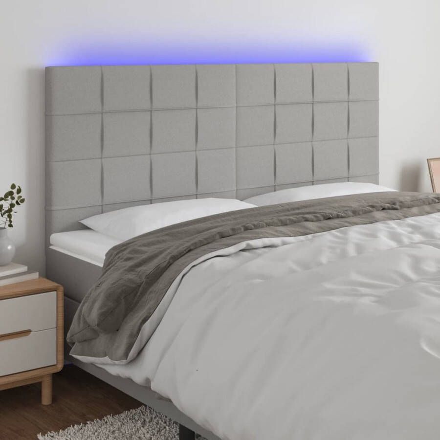 The Living Store Hoofdeind Bedframes 200 x 5 x 118 128 cm Lichtgrijs Stof Verstelbaar Hoofdboard Led Hoofdbord Grijs Hoofdbord Stoffen Adjustable Headboard