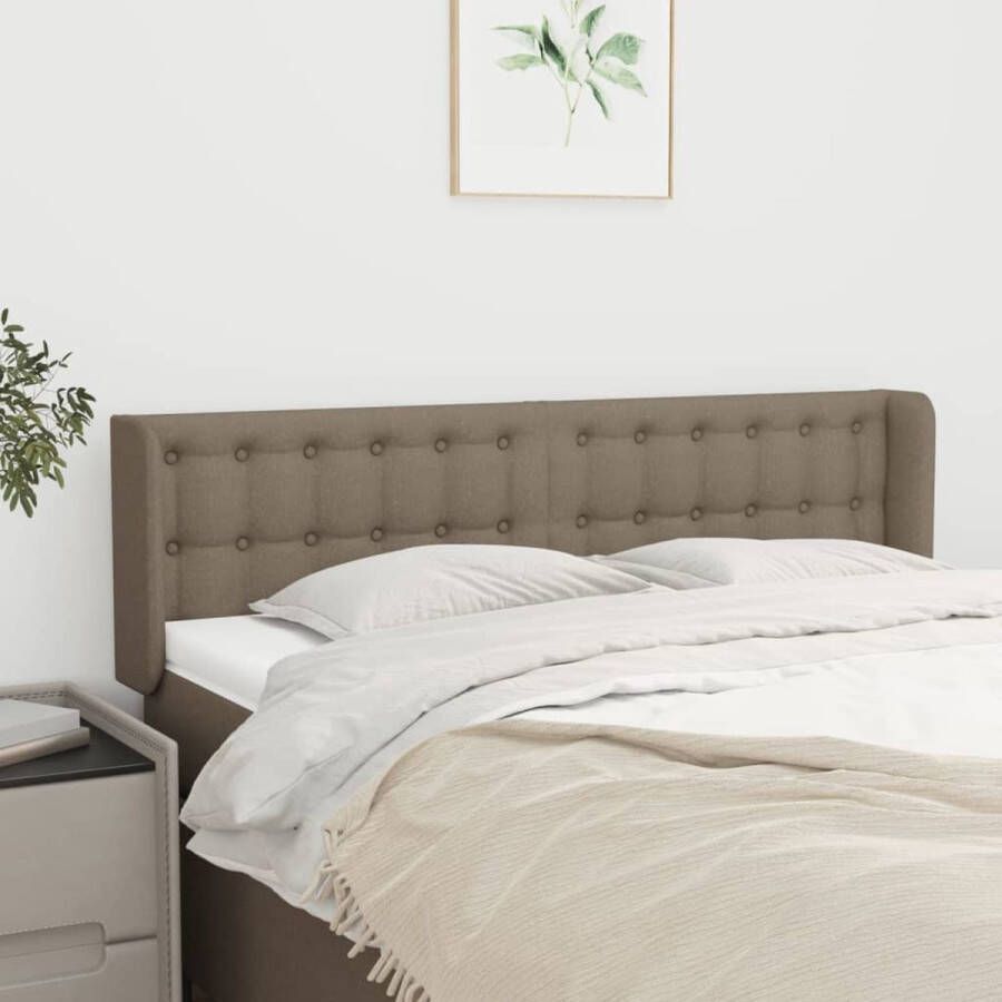 The Living Store Hoofdbord met randen 147x16x78 88 cm stof taupe Hoofd Bord Hoofdeinde Bed Ombouw Slaap Kamer Meubels Stoffen Hoofdbord - Foto 3
