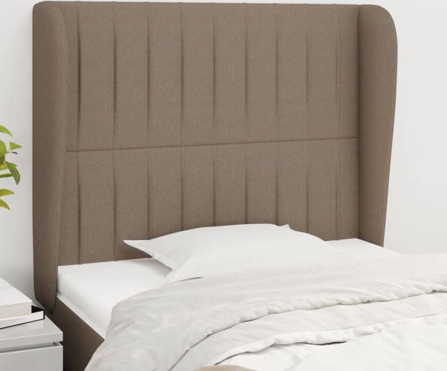 The Living Store Hoofdbord met randen 83x23x118 128 cm stof taupe Hoofd Bord Hoofdkussen Beddecoratie Slaapkamers Taupes Kleur