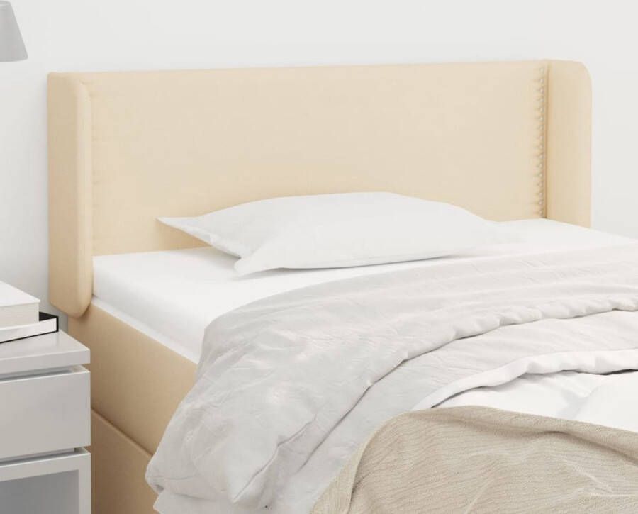 The Living Store Hoofdbord met randen 103x16x78 88 cm stof crèmekleurig Hoofd Bord Hoofdkussen Beddecoratie Bedroom Decor Slaapkamervloer - Foto 2