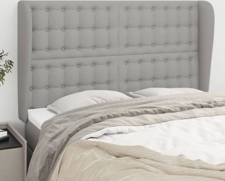 The Living Store Hoofdeind Klassiek Bedombouw 147x23x118 128cm Lichtgrijs Hoofd Bord Beddecoratie Hoofdkussen Slaapkamer Meubels Stoffen Hoofdborden