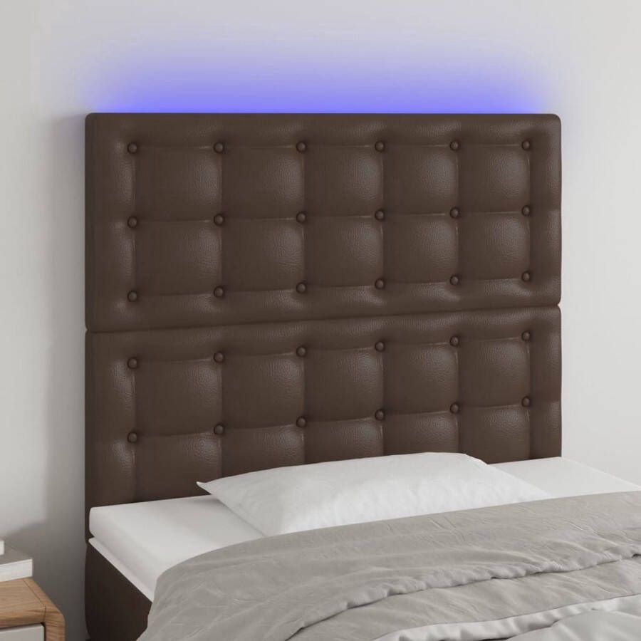 The Living Store Hoofdeind LED Hoofdbord Bruin 100 x 5 x 118 128 cm Kunstleer