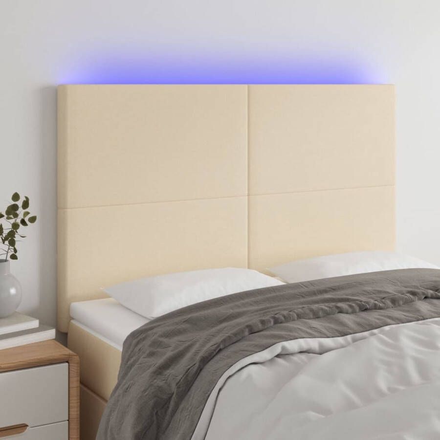 The Living Store Hoofdeind LED-Strip Crème 144 x 5 x 118 128 cm Verstelbaar hoofdbord