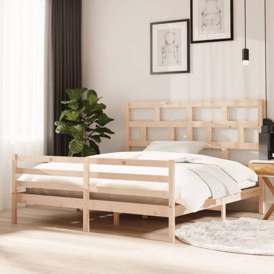 The Living Store Houten Bedframe 180 x 200 cm Massief Grenenhout Rustieke Uitstraling