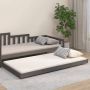 The Living Store Bedframe massief grenenhout grijs 90x200 cm Bedframe Bedframes Eenpersoonsbed Bed Bedombouw Ledikant Houten Bedframe Zwart Bed Stalen Bedframe Laag Bedframe Logeerbed - Thumbnail 2