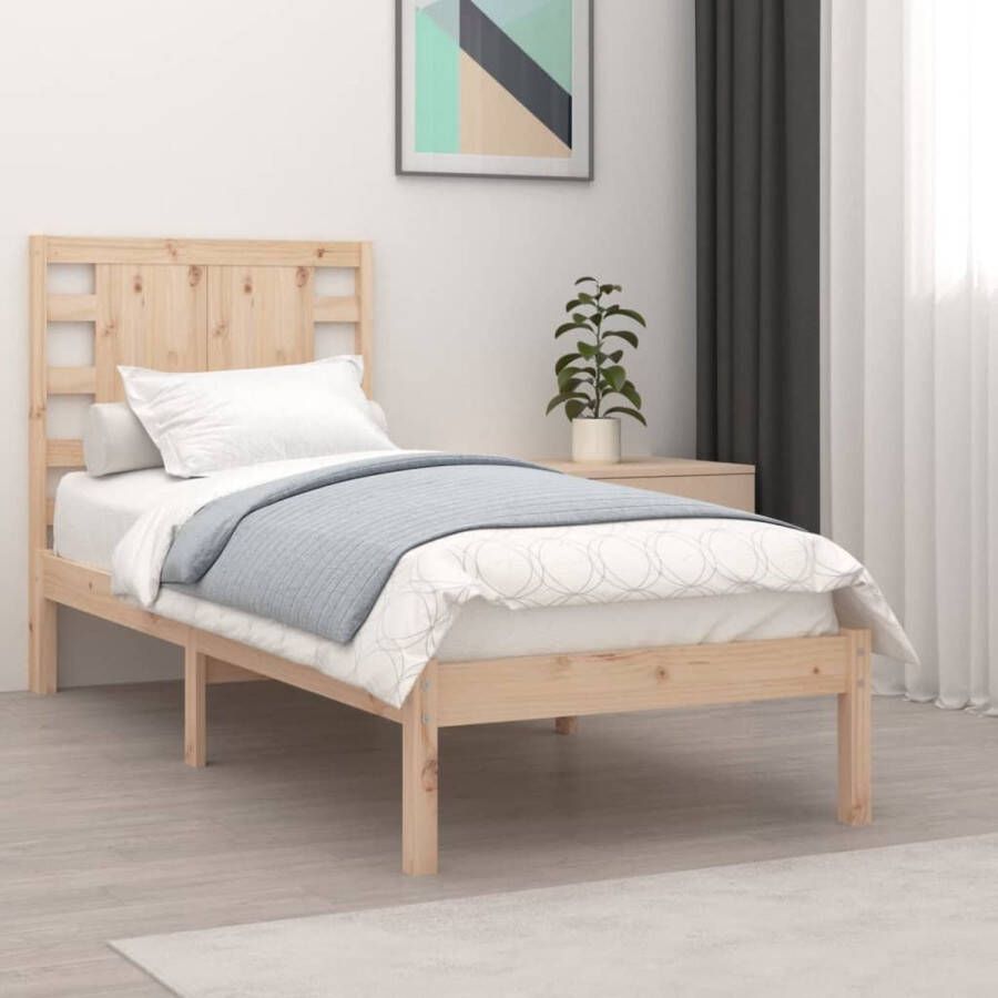 The Living Store Klassiek Houten Bedframe 205.5 x 106 x 100 cm Massief Grenenhout Onbehandeld Klassieke Houten Bed Frame Massief Grenenhout Bedframe 100x200 Houten Bed Slaapcomfort - Foto 2