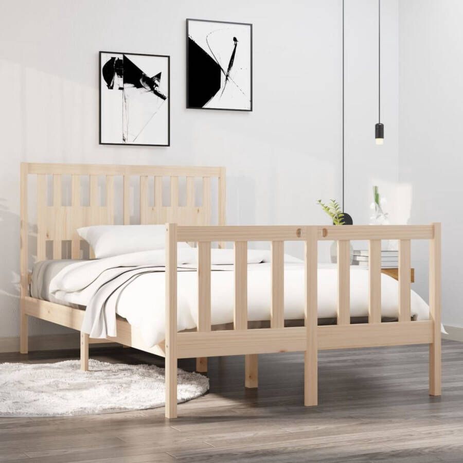 The Living Store Bedframe massief hout 120x190 cm 4FT Small Double Bedframe Bedframes Tweepersoonsbed Bed Bedombouw Dubbel Bed Frame Bed Frame Ledikant Houten Bedframe Tweepersoonsbedden - Foto 2