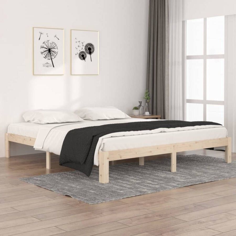 The Living Store Houten Bedframe Complete slaapkamer toevoeging Hoogwaardig massief grenenhout Stabiel en stevig Geschikt voor 180 x 200 cm matras Montage vereist