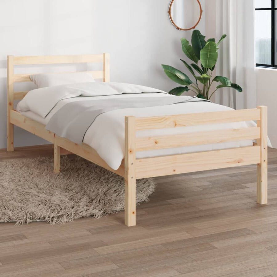 The Living Store Houten Bedframe eenpersoons 195.5 x 95.5 x 69.5 cm grenenhout