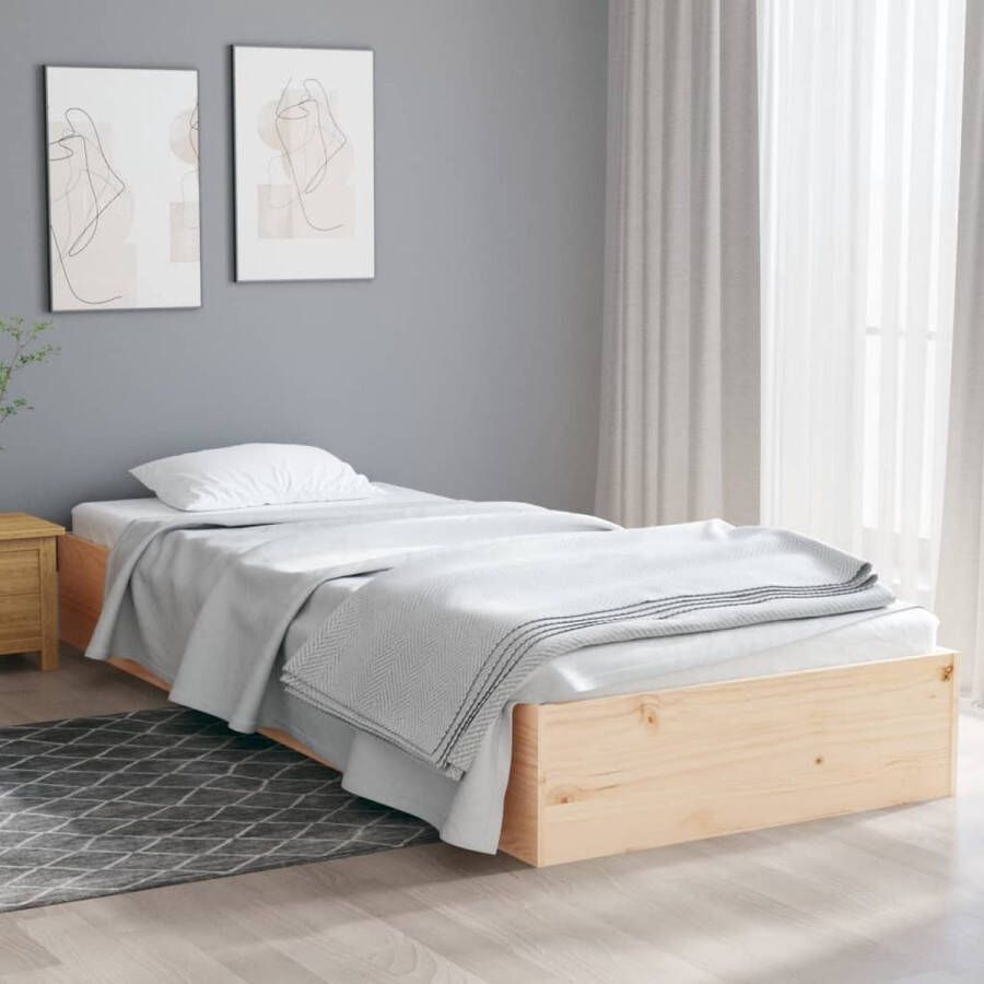 The Living Store Bedframe massief hout 75x190 cm 2FT6 Small Single Bedframe Bedframes Bed Bedbodem Ledikant Bed Frame Massief Houten Bedframe Slaapmeubel Eenpersoonsbed Bedden Bedbodems