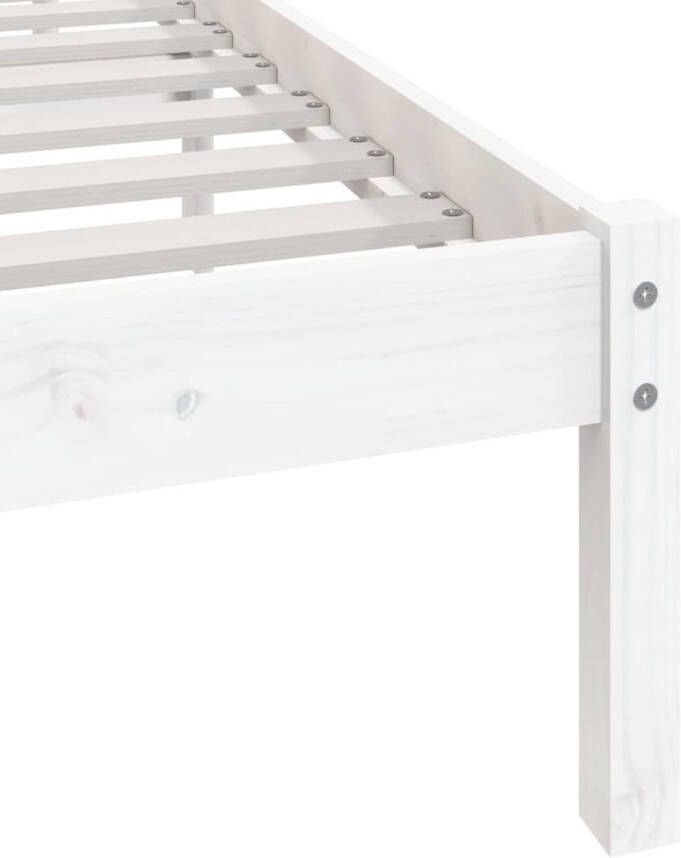 The Living Store Houten Bedframe Geniet van een heerlijke nachtrust 205.5 x 206 x 100 cm Ken- Hoogwaardig massief grenenhout Houten Bedframe Massief Grenenhout Bedframe Wit King Size Bed Box Spring Bed