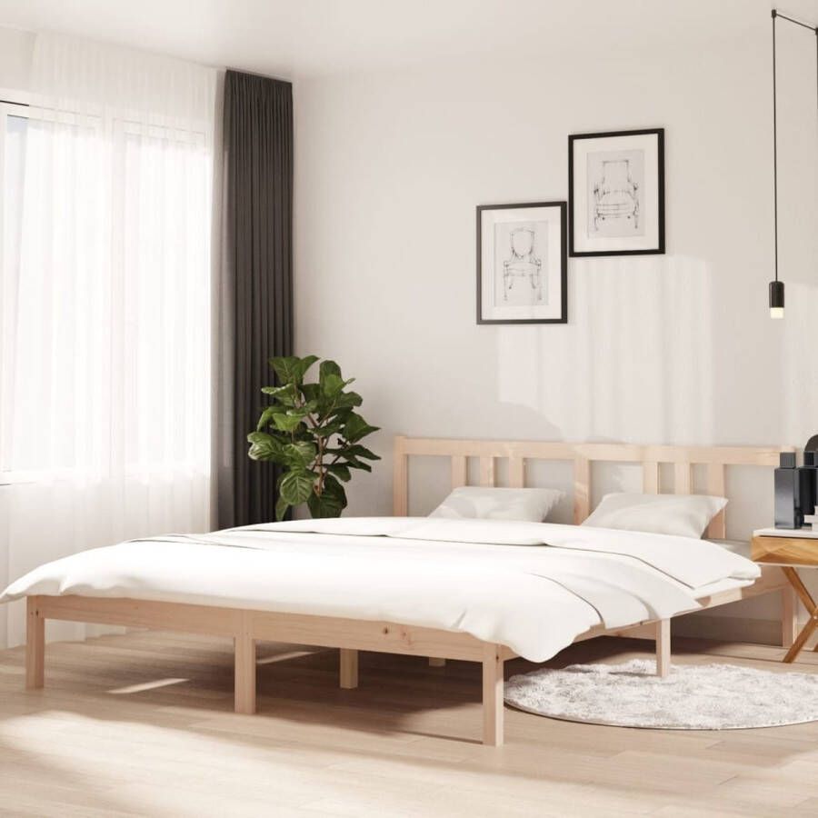 The Living Store Houten Bedframe Grenenhout 160 x 200 cm Massief Stabiel Comfortabel