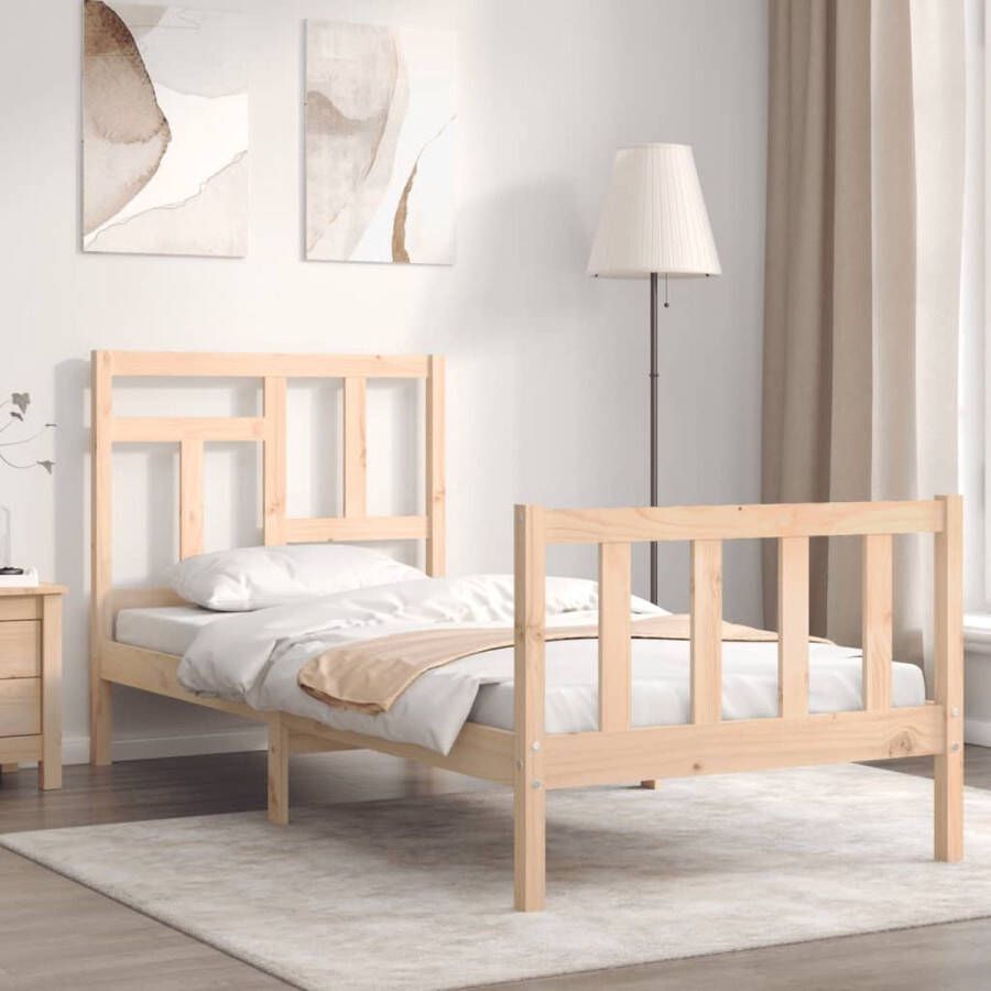 The Living Store Bedframe met hoofdbord massief hout 3FT Single Bedframe Bedframes Bed Eenpersoonsbed Slaapkamermeubel Houten Bedframe Houten Bed Bedbodem Massief Houten Bedframe Ledikant Bedframe Met Hoofdeinde - Foto 2