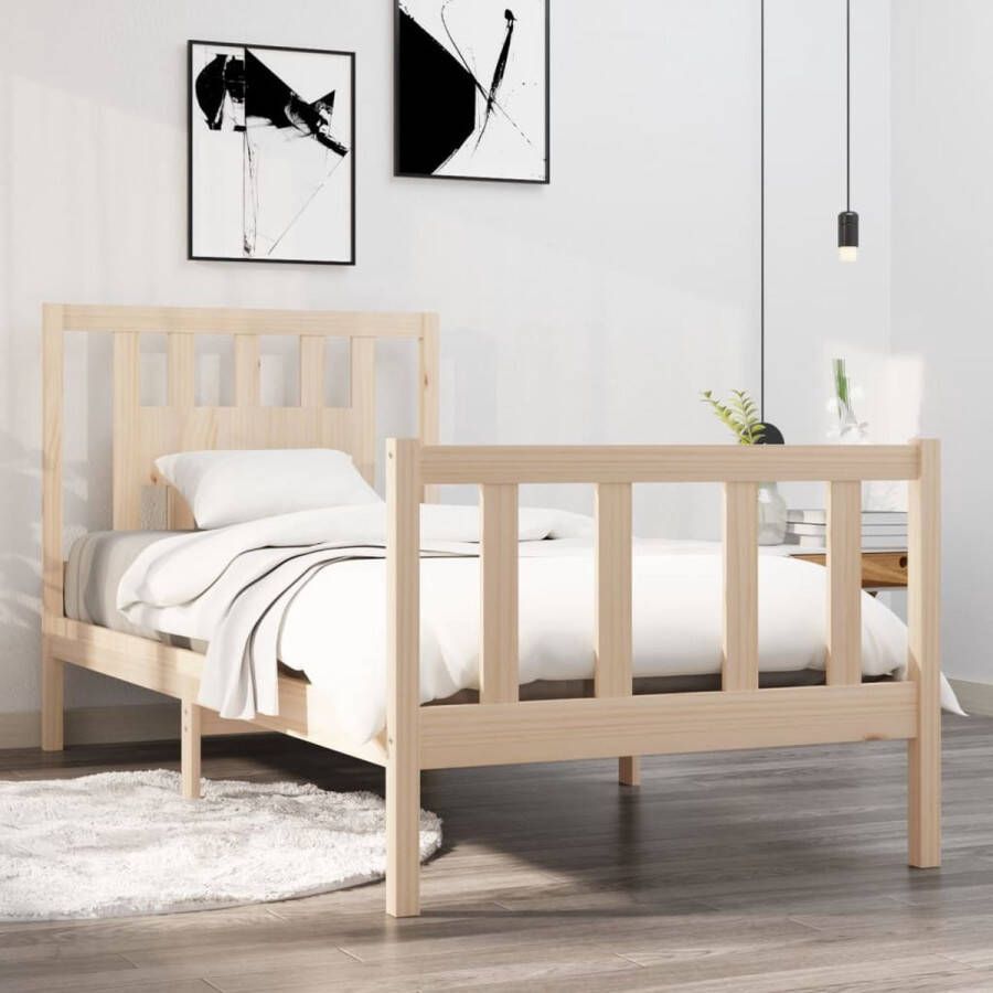 The Living Store Bedframe massief hout 90x190 cm 3FT Single Bedframe Bedframes Eenpersoonsbed Bed Bedombouw Ledikant Houten Bedframe Eenpersoonsbedden Bedden Bedombouwen Ledikanten