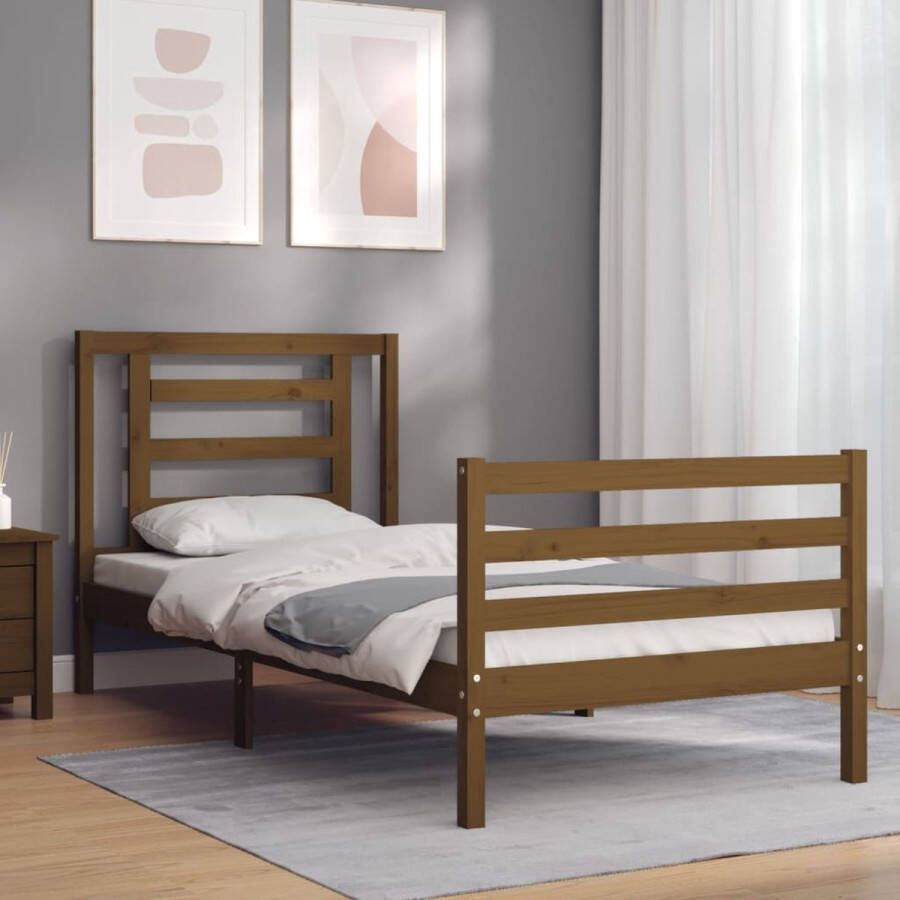 The Living Store Houten Bedframe Grenenhout 205.5 x 105.5 x 100cm Honingbruin