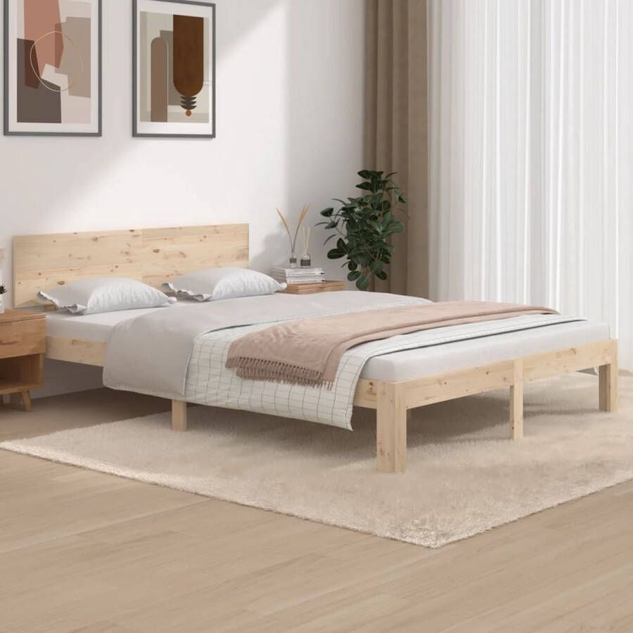 The Living Store Bedframe massief grenenhout 140x200 cm Bedframe Bedframes Bed Bedbodem Ledikant Bed Frame Massief Houten Bedframe Slaapmeubel Tweepersoonsbed Bedden Bedbodems