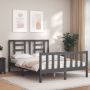 The Living Store Bedframe met hoofdbord massief hout grijs 140x200 cm Bedframe Bedframes Bed Tweepersoonsbed Slaapkamermeubel Houten Bedframe Houten Bed Bedbodem Massief Houten Bedframe Ledikant Bedframe Met Hoofdeinde - Thumbnail 3