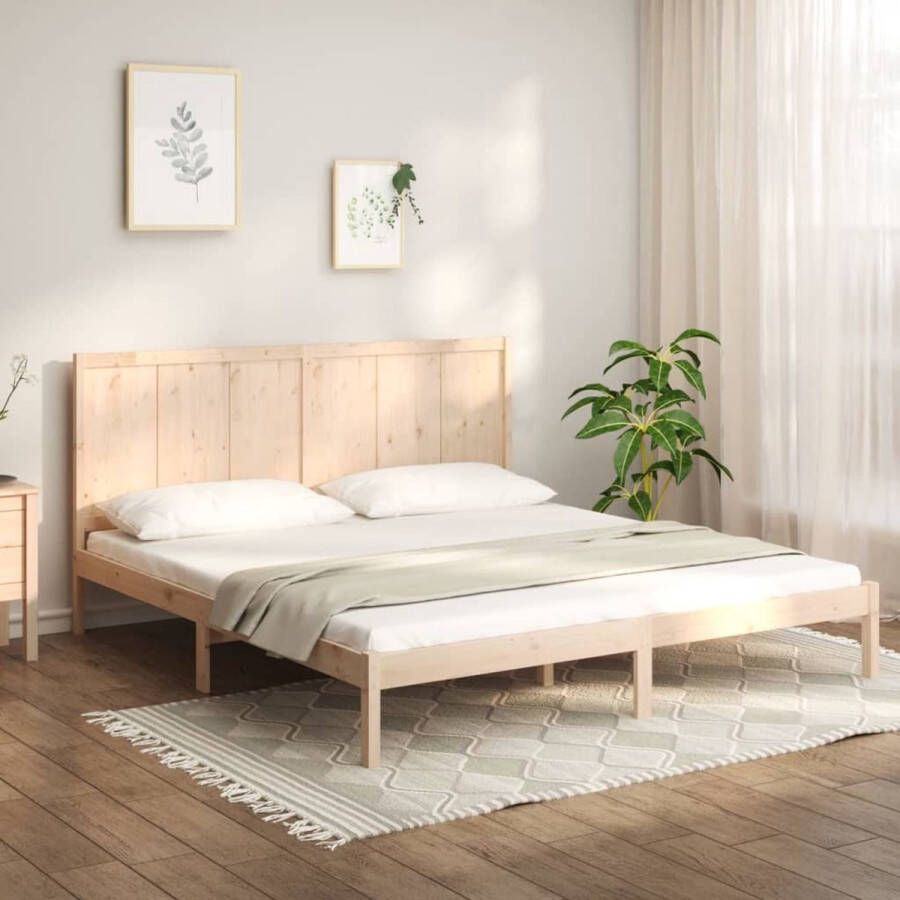 The Living Store Bedframe massief grenenhout 200x200 cm Bedframe Bedframes Bed Bedbodem Ledikant Bed Frame Massief Houten Bedframe Slaapmeubel Tweepersoonsbed Bedden Bedbodems - Foto 2