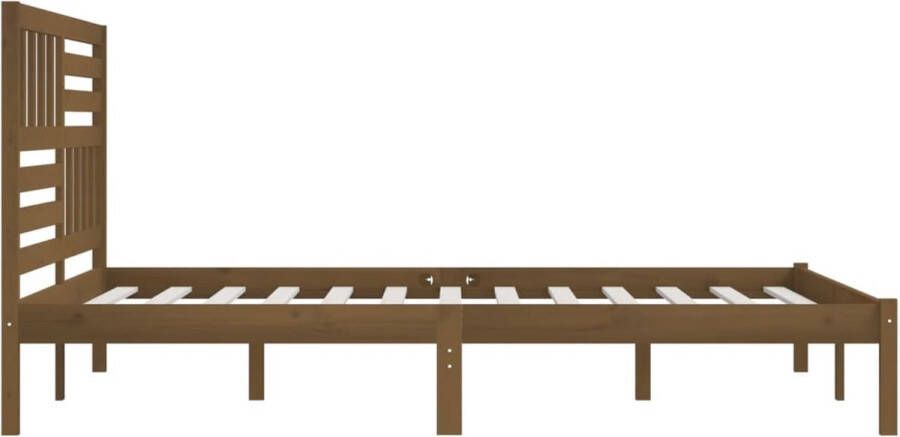 The Living Store Bedframe massief grenenhout honingbruin 200x200 cm Bedframe Bedframes Eenpersoonsbed Bed Bedombouw Frame Bed Frame Ledikant Bedframe Met Hoofdeinde Eenpersoonsbedden Bedden - Foto 4