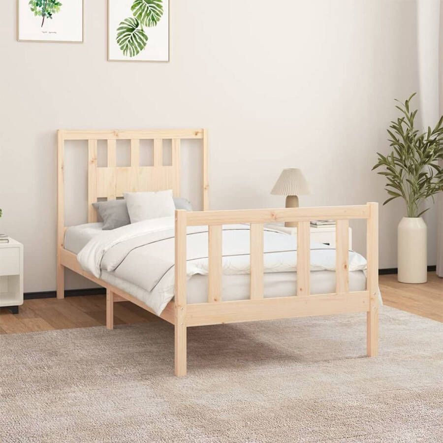 The Living Store Houten Bedframe Grenenhout 205.5 x 95.5 x 69.5 cm Hoofdeind inbegrepen Houten Bedframe Grenenhout Bed Tweepersoons Bed King Size Bed Boxspring Bed