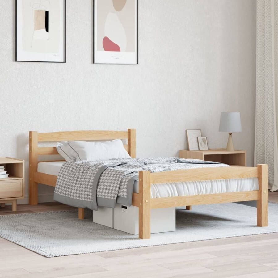 The Living Store Houten Bedframe Grenenhout 206 x 96 x 66 cm Stevige Constructie Houten Bed Frame Grenenhout Bed Tweepersoon Bed King Size Bed Modern Bed