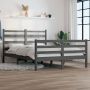 The Living Store Bedframe massief grenenhout grijs 120x200 cm Bedframe Bedframes Tweepersoonsbed Bed Bedombouw Dubbel Bed Frame Bed Frame Ledikant Houten Bedframe Slaapmeubel - Thumbnail 1