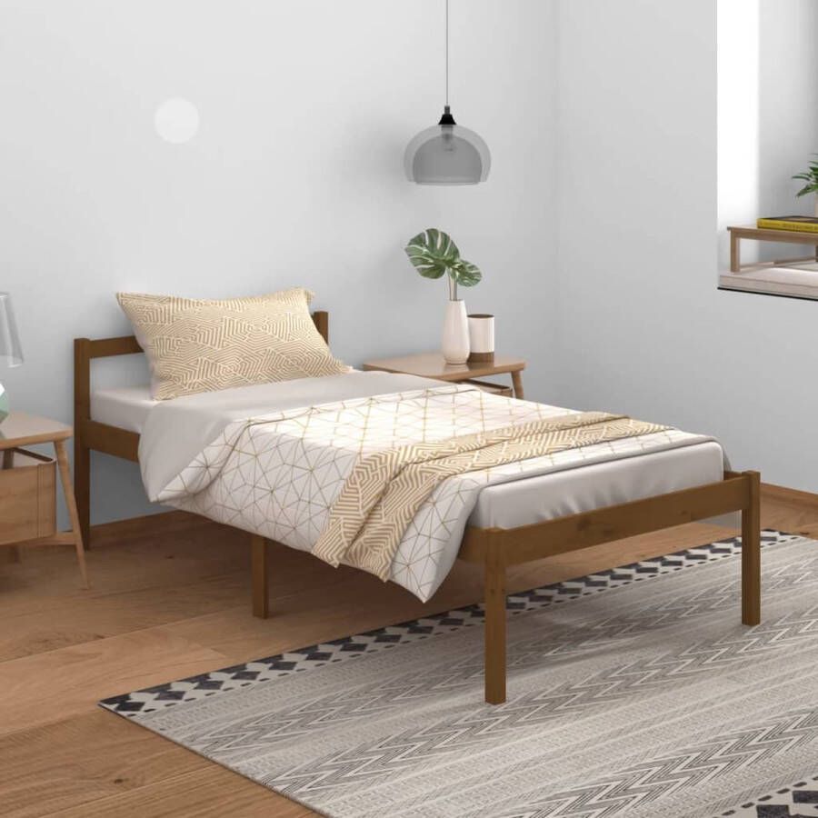 The Living Store Bedframe massief grenenhout honingbruin 100x200 cm Bedframe Bedframes Bed Bedbodem Ledikant Bed Frame Massief Houten Bedframe Slaapmeubel Eenpersoonsbed Bedden Bedbodems