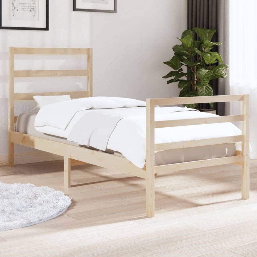 The Living Store Bedframe massief grenenhout 90x190 cm 3FT Single Bedframe Bedframes Eenpersoonsbed Bed Bedombouw Enkel Bed Frame Bed Frame Ledikant Houten Bedframe Slaapmeubel