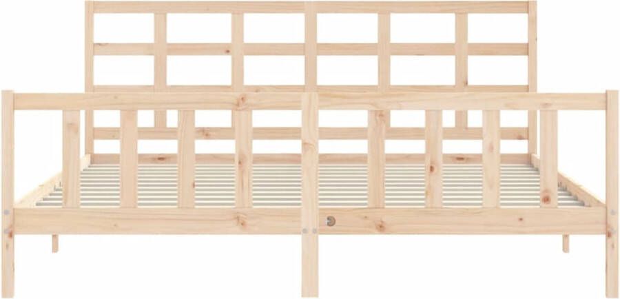 The Living Store Massief Grenenhouten Bedframe Praktische Decoratieve Toevoeging 205.5 x 205.5 x 100 cm Ken- Stevig Duurzaam Materiaal- Grenenhout Lattenbodem van Multiplex Functioneel Hoofd- en Voeteneinde Matras apart verkrijgbaar - Foto 4