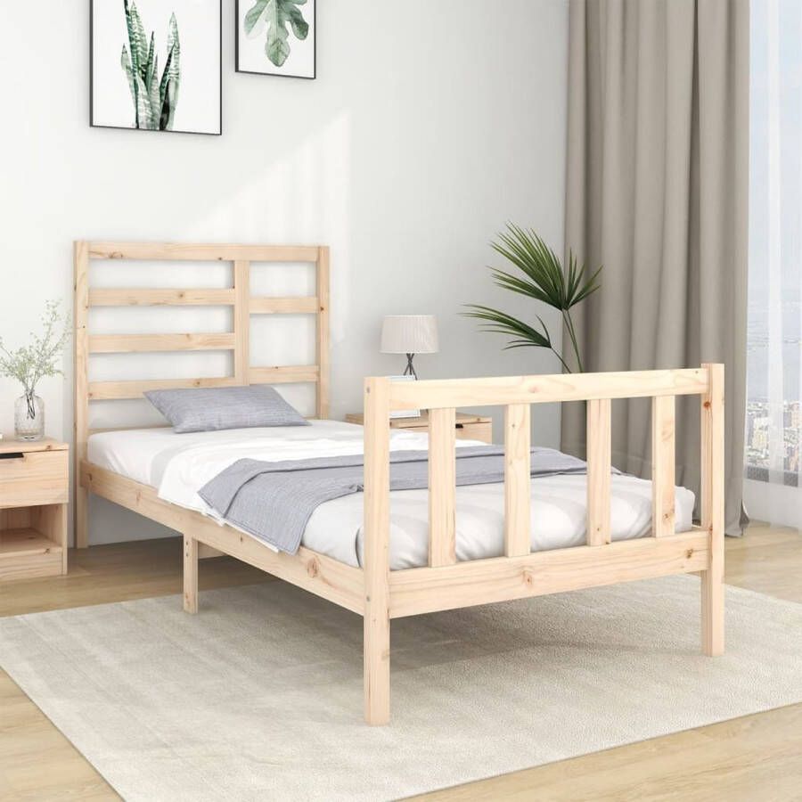 The Living Store Houten Bedframe Massief Grenenhout 195.5 x 81 x 104 cm Geschikt voor 75 x 190 cm Matras 1 x bedframe 1 x hoofdeind 1 x voeteneind Houten Bedframe Grenenhout Bed Enkel Bed Klein Tweepersoonsbed Stapelbare Bedden