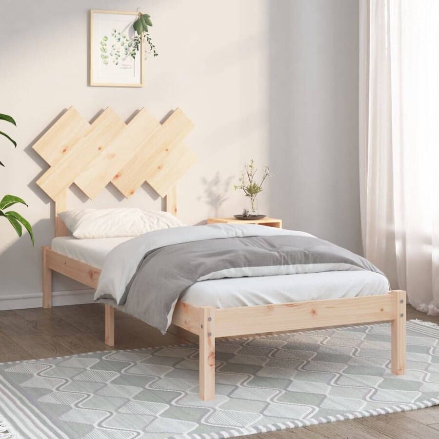 The Living Store Houten bedframe Massief grenenhout 195.5 x 95.5 x 31 cm Comfortabel hoofdeinde Houten Bedframe Massief Grenenhout Enkel Bed Bedframe 90x190 Tweepersoonsbed - Foto 2
