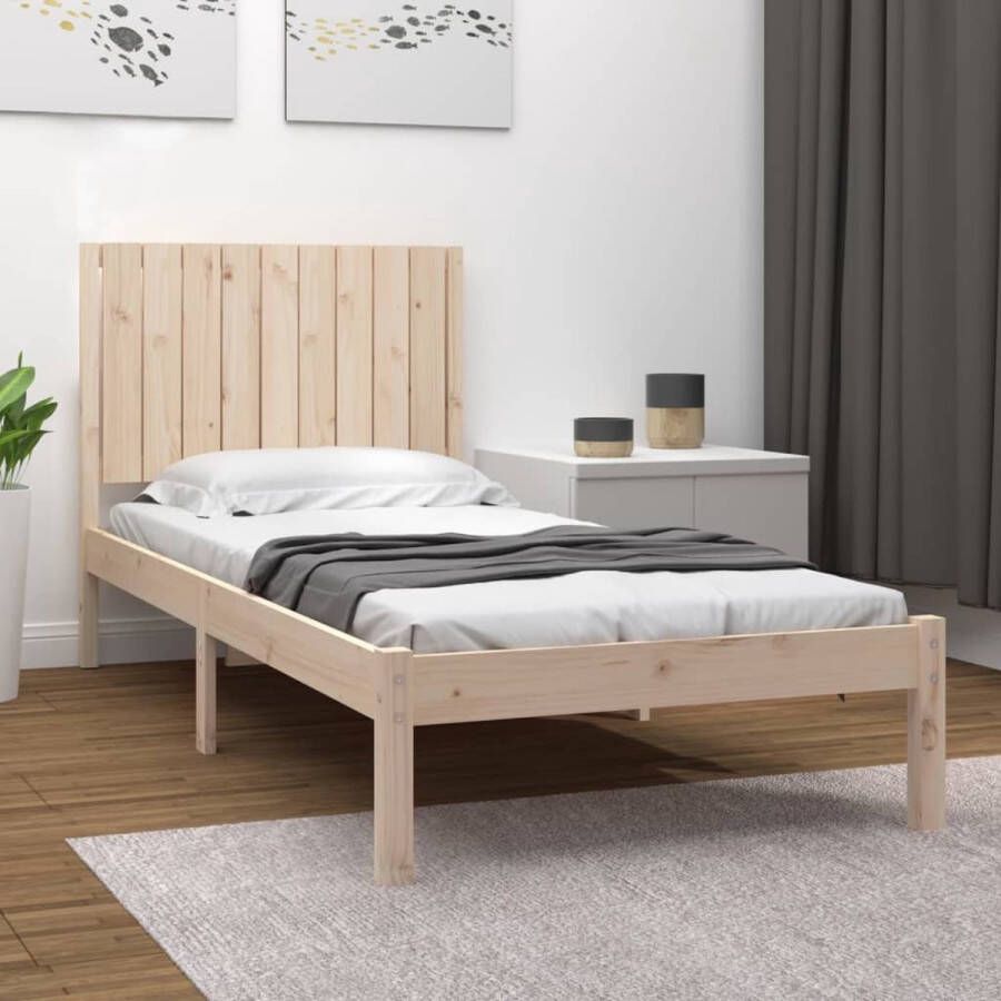 The Living Store Houten Bedframe Massief Grenenhout 195.5 x 95.5 x 31 cm Onbehandeld Geschikt voor 90 x 190 cm Matras Montage vereist