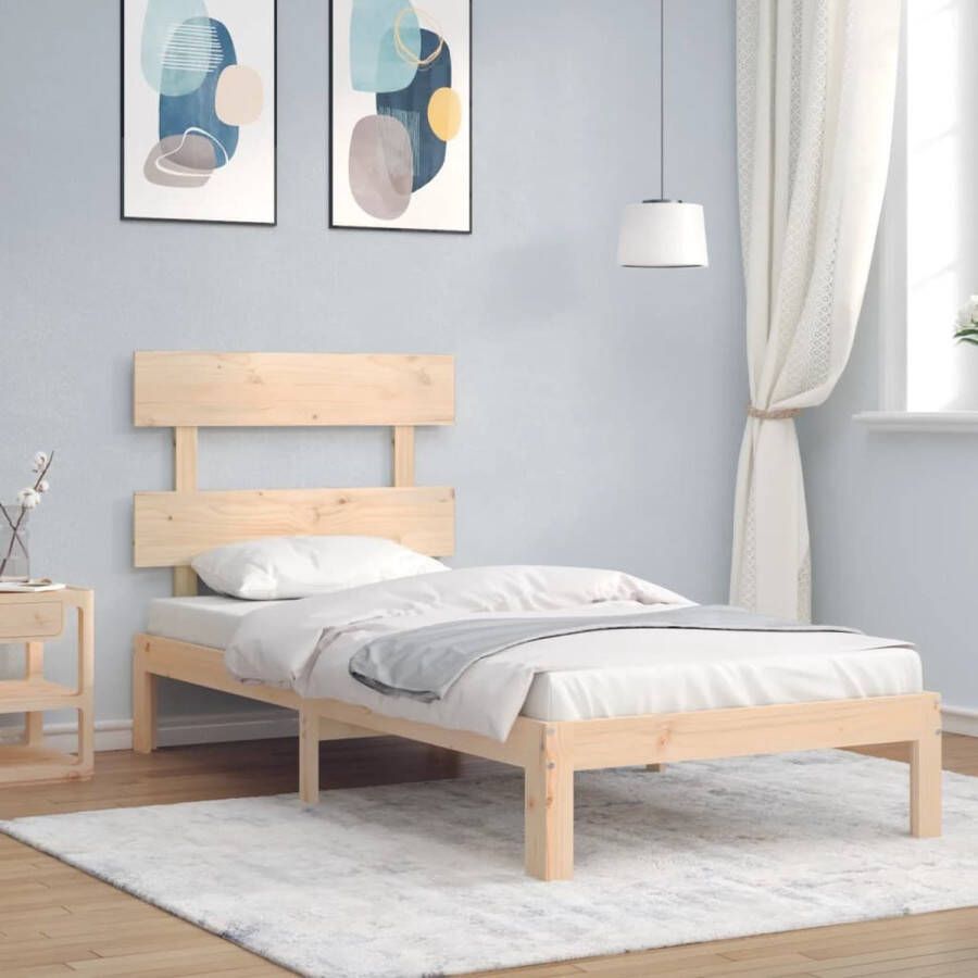 The Living Store Houten Bedframe Massief Grenenhout 203.5 x 103.5 x 81 cm Multiplex Lattenbodem