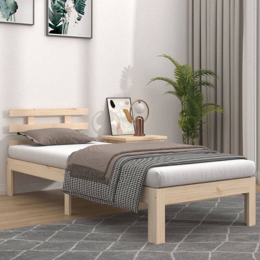 The Living Store Bedframe massief hout 100x200 cm Bedframe Bedframes Bed Bedbodem Ledikant Bed Frame Massief Houten Bedframe Slaapmeubel Eenpersoonsbed Bedden Bedbodems