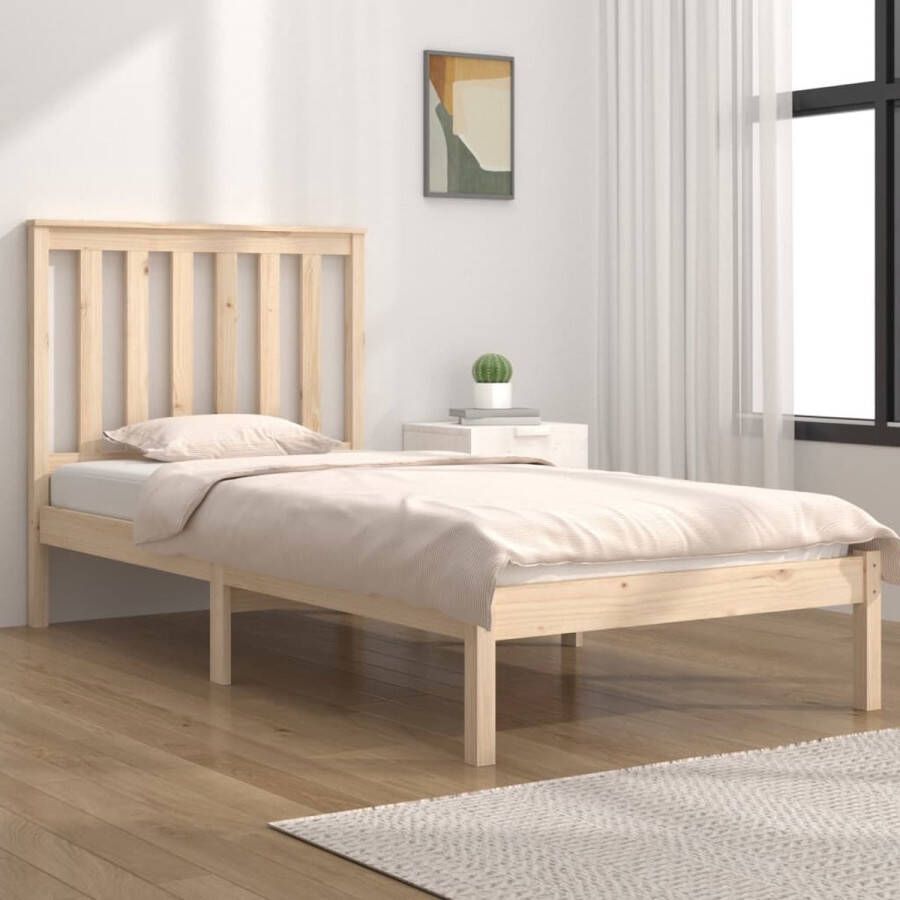 The Living Store Bedframe massief grenenhout 100x200 cm Bedframe Bedframes Eenpersoonsbed Bed Bedombouw Enkel Bed Frame Bed Frame Ledikant Houten Bedframe Slaapmeubel