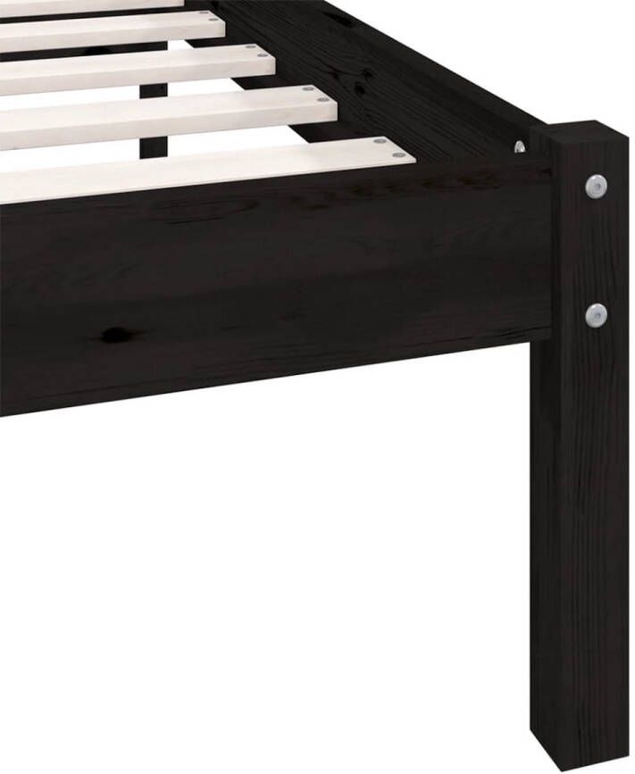 The Living Store Houten Bedframe Massief Grenenhout 205.5 x 185.5 x 69.5 cm Zwart