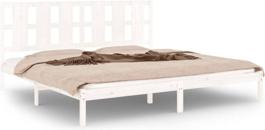 The Living Store Bedframe massief grenenhout wit 200x200 cm Bedframe Bedframes Bed Bedbodem Ledikant Bed Frame Massief Houten Bedframe Slaapmeubel Tweepersoonsbed Bedden Bedbodems - Foto 3