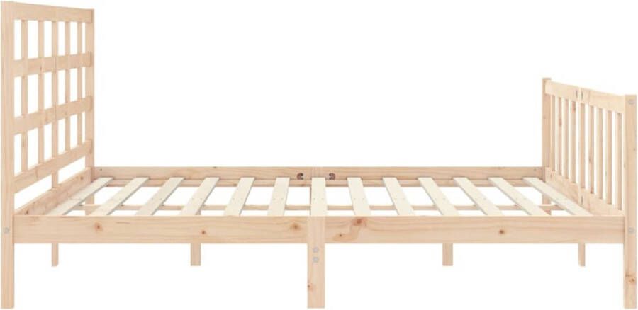 The Living Store Bedframe met hoofdbord massief hout 180x200 cm Bedframe Bedframes Bed Tweepersoonsbed Slaapkamermeubel Houten Bedframe Houten Bed Bedbodem Massief Houten Bedframe Ledikant Bedframe Met Hoofdeinde - Foto 3
