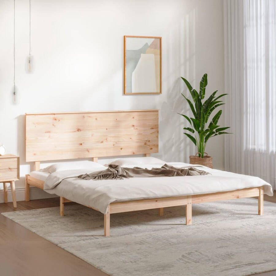 VidaXL The Living Store Houten Bedframe Massief Grenenhout 205.5x205.5x93.5 cm Comfortabel Hoofdeinde
