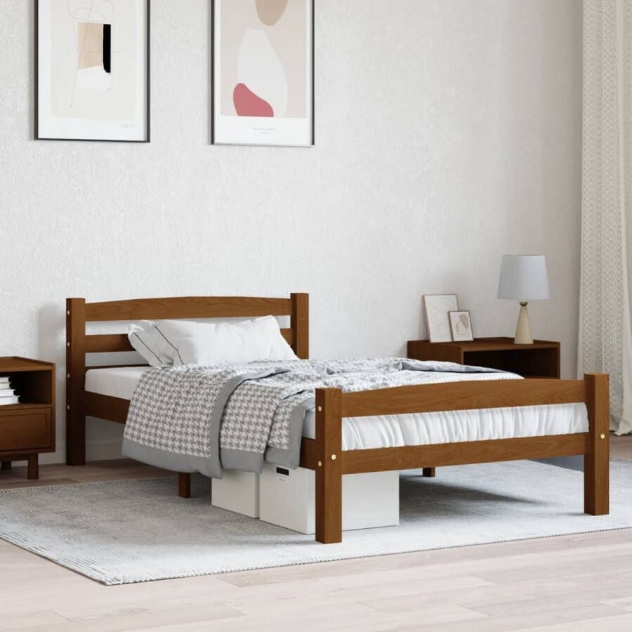 The Living Store Bedframe massief grenenhout honingbruin 100x200 cm Bedframe Bed Frame Bed Frames Bed Bedden 1-persoonsbed 1-persoonsbedden Eenpersoons Bed