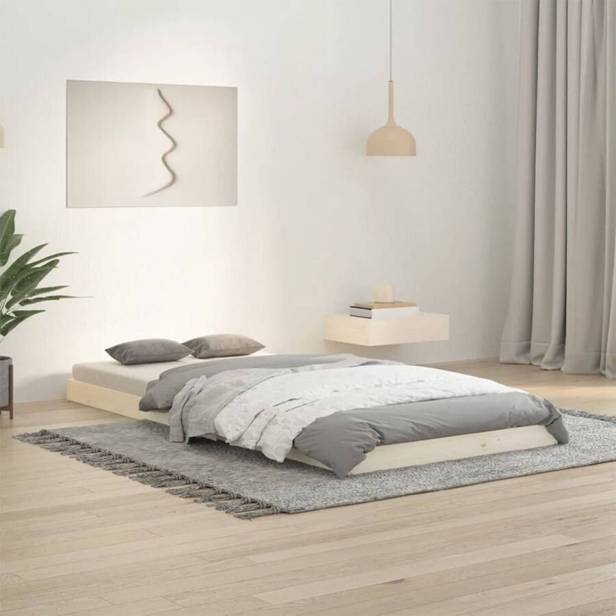 The Living Store Houten Bedframe Modern Bedroom Eenpersoonsbed 90 x 200 cm Massief grenenhout