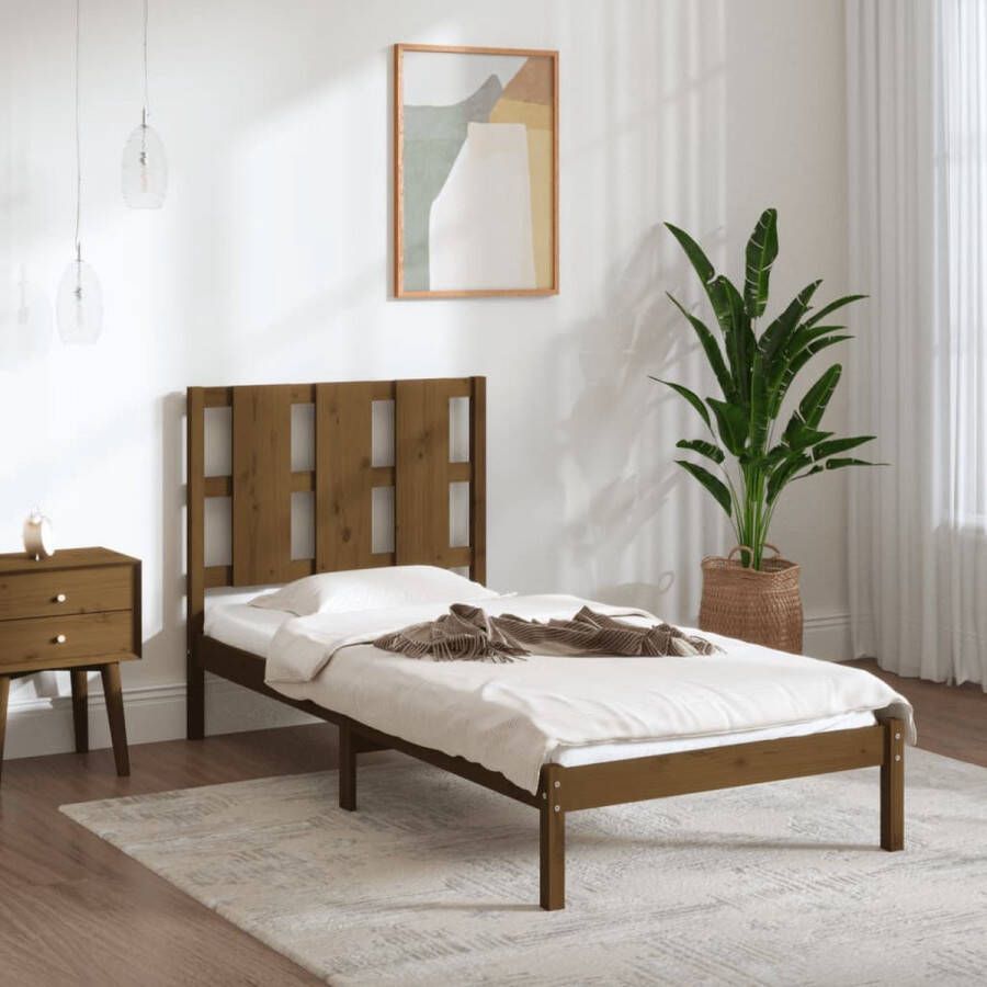 The Living Store Houten Bedframe Modern Slaapkamer Afmeting- 205.5 x 105.5 x 100 cm Ken- Massief grenenhout Houten Bed Frame Modern Bed Frame Grenenhout Bed Frame King Size Bed Frame Tweepersoons Bed Frame
